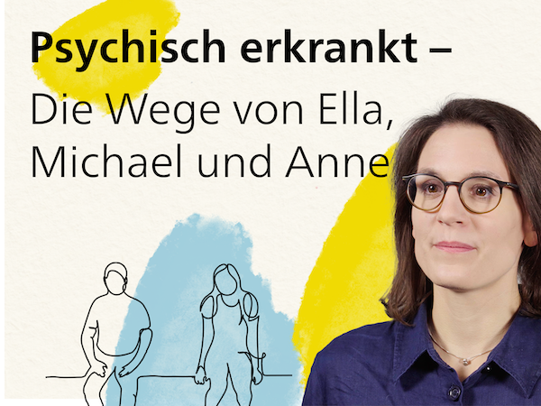 Titel "psychisch erkrankt" und Skizze von Personen im Hintergrund.