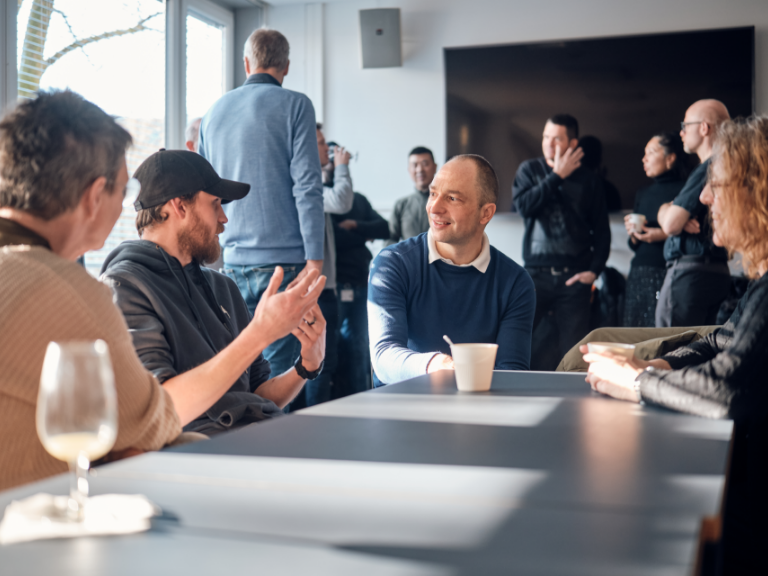 People sit at table